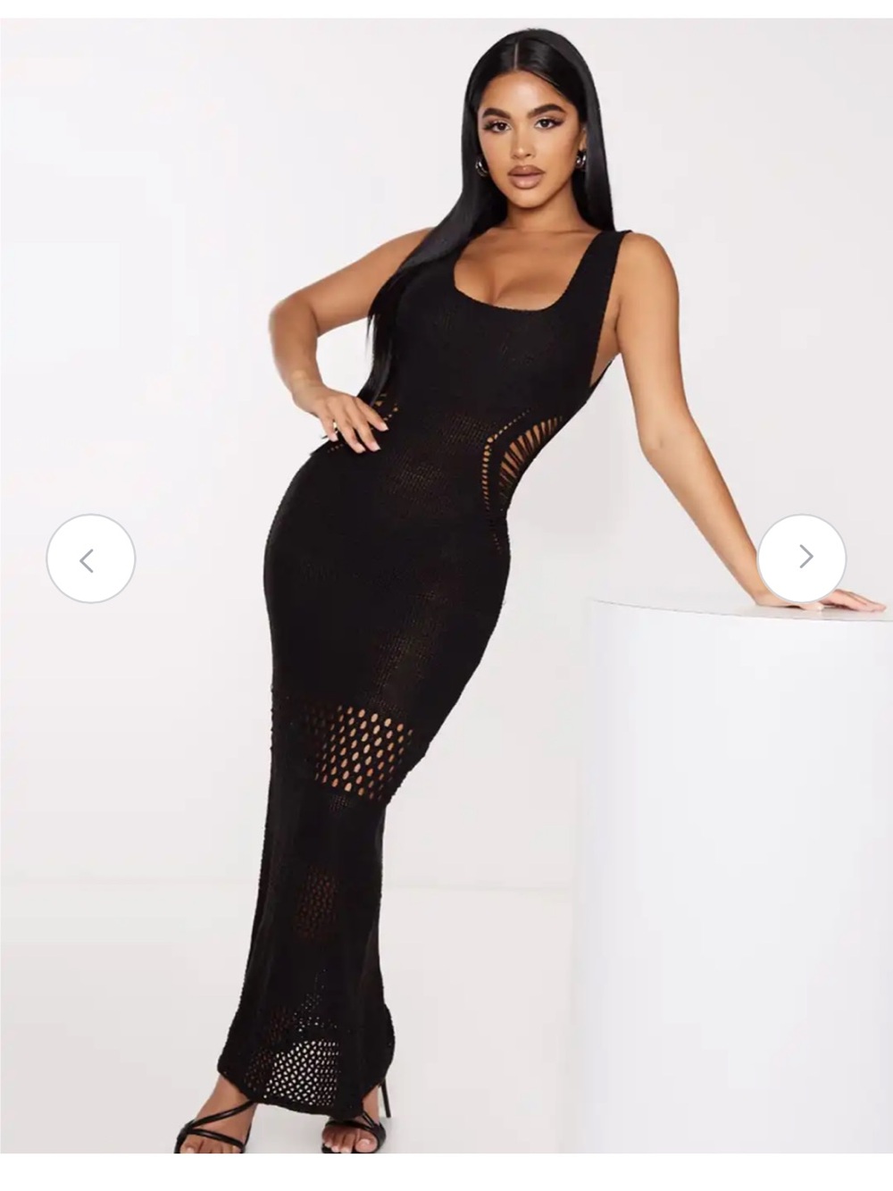 PrettyLittleThing Black Sleeveless Crochet Maxi Dress